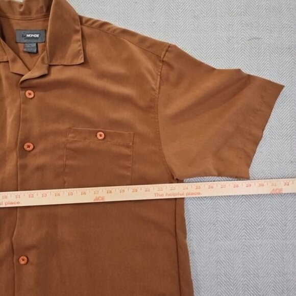 Le Monde Homme Couture Shirt Men's L Brown Short Sleeve Button Up Old Money EUC - Picture 5 of 9